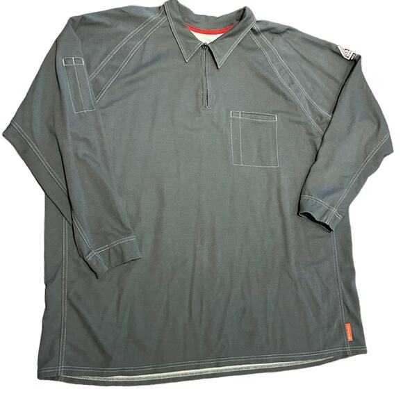 Bulwark FR Men’s 4XL Gray Long Sleeve Quarter Zip Pullover Fire Resistant Shirt
